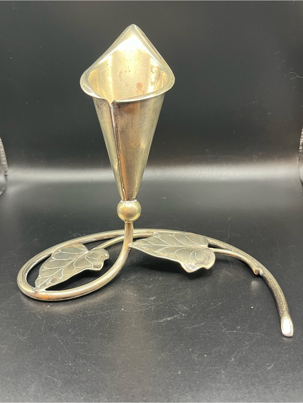 Antique Art Nouveau Cooper Bros & Sons Silver Calla Lily Candlestick Holder